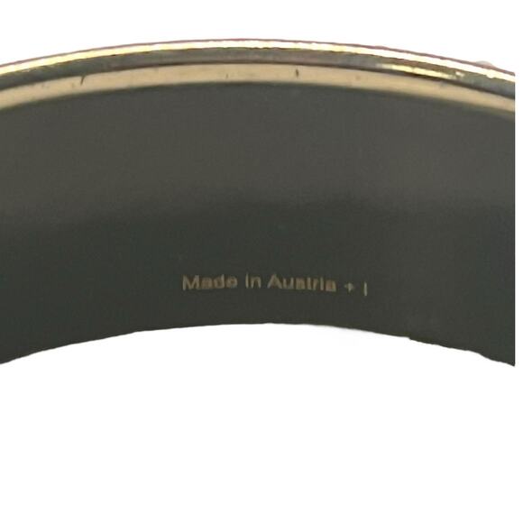 Hermès Thalassa Enamel Bangle Bracelet Silver Tone Wide White Blue Boat Design - Picture 5 of 12